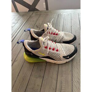 NIKE Women's Air Max 270 White/Volt-Lt. Ultramarine Siren Red Size 9 Sneakers